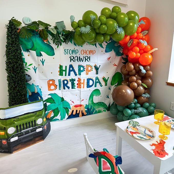 Sage Green Orange Balloons Set, 12 Inch Olive Green Orange Balloons with Nude Coffee Green Brown Latex Balloons Dinosaur Theme Party Decoration for Jungle Safari Wild Woodland Garden Outdoor Party