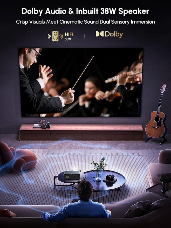 Smart 4K Projector with Certified Apps,Google TV,WIFI6&Bluetooth,2400ANSI Lumen Ultra HD Daytime Projector,ToF Auto Focus,Dolby Audio,HDR10,NFC,HDMI ARC,1.26 Throw Ratio for Home Theater Outdoor Movie