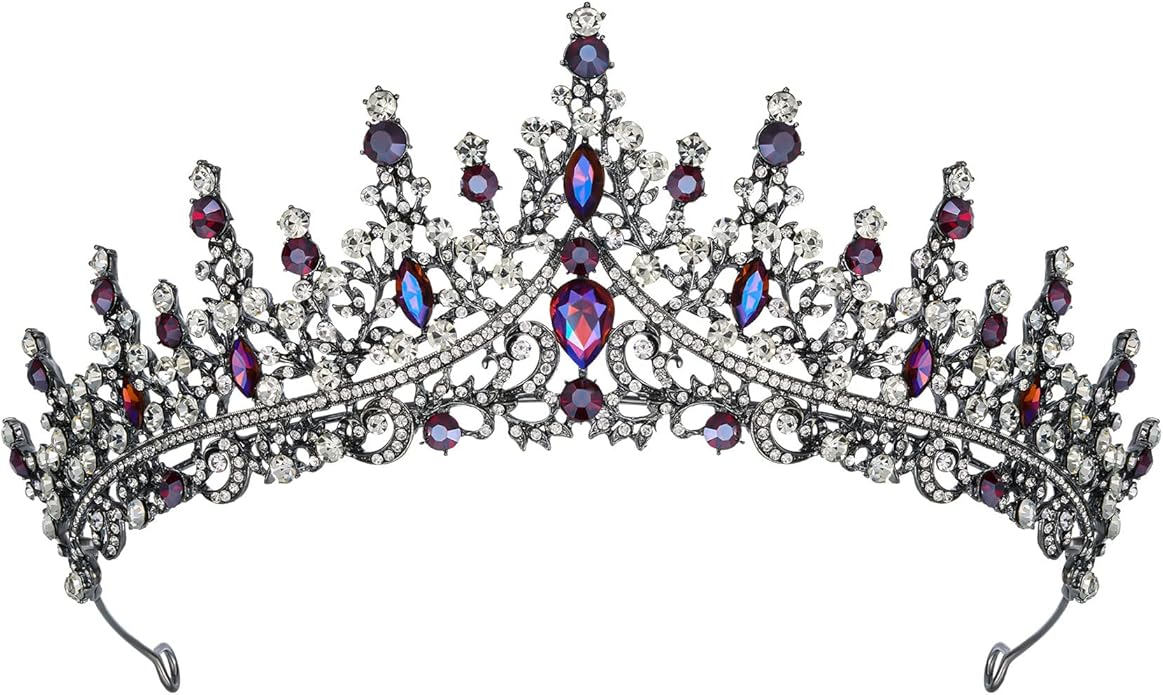 SWEETV Crystal Wedding Tiara for Women, Royal Queen Crown Headband, Rhinestone Princess Hair Accessories for Prom Birthday