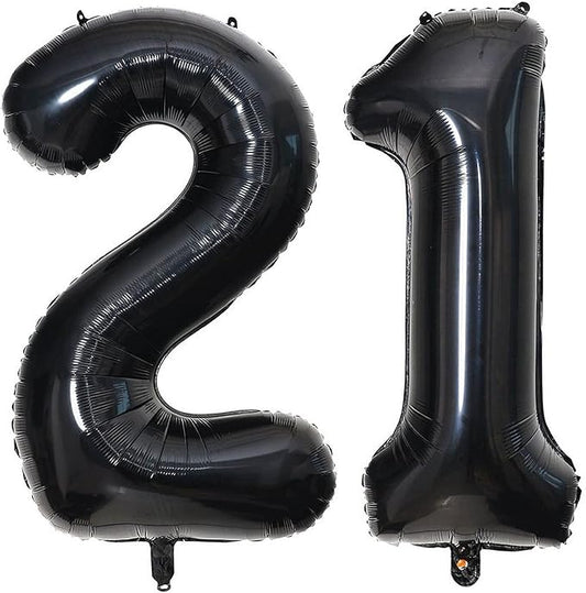 40 Inch Black 21 Number Balloons Giant Jumbo Huge 12 or 21 Foil Mylar Helium Number Digital Balloons Black Birthday Mylar Digital Balloons 12th 21st Birthday Anniversary Events Party Decorations