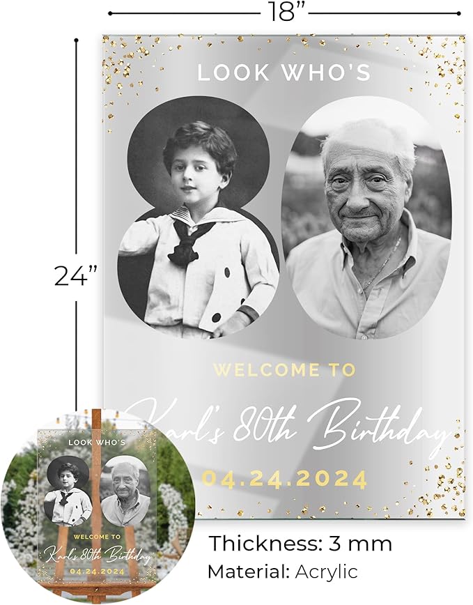 18"x24" Custom Welcome Sign for Party, Personalized Welcome Sign for Birthday Party, Custom Sign in Acrylic, Foam Board, or Coroplast Welcome Signs B (Design D)