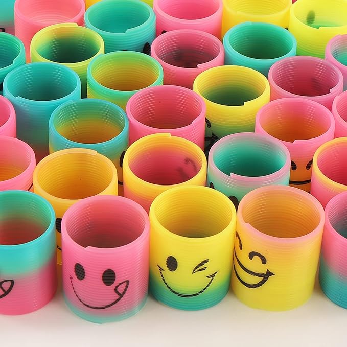48 Pack Spring Rainbow Magic Fidget Stress Coil Mini Springs Bulk Toys for Party Favor Carnival Prize Birthday Goodie Bag Stuffers for Kids Boys Girls… (48)