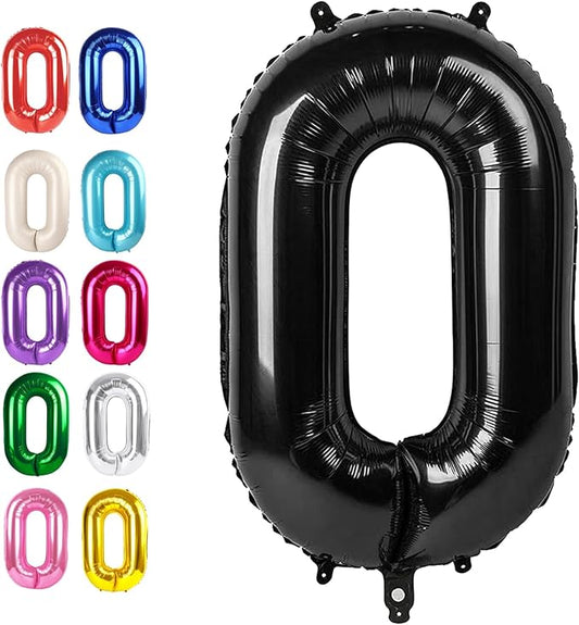 Black 40 Inch 0 Number Balloons, Balloon Decorations for 10 20 30 40 50 60 70 80 90 100 Birthday, Foil Giant Birthday Graduations Anniversary Party