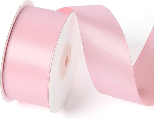 1-1/2 Inch Single Face Solid Color Satin Ribbon Roll, Ribbons Great for Gift Wrapping, Crafts, Wedding Party Decoration, Hair Bows Making and Other Sewing Projects (1-1/2" X 25 Yards, Light Pink)