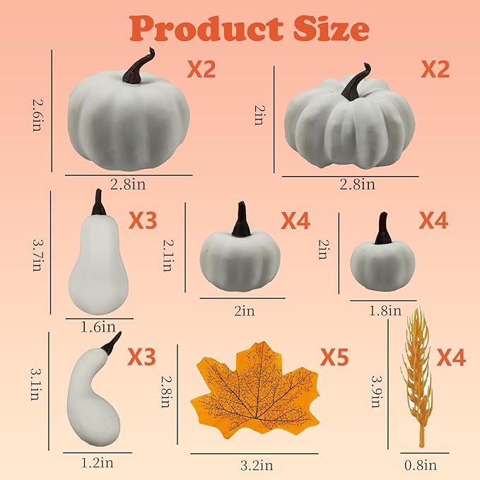 Fake Pumpkin Decor Set,Mini Fake Pumpkin Decor,Fall Harvest Decorations,Halloween Thanksgiving Decor and Table Centerpieces (Style 2)