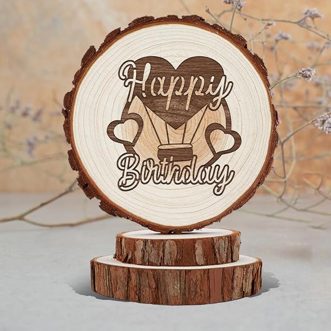 Happy Birthday Cake Toppers, Rustic Cake Toppers in Wood, Boho Birthday Party Decorations, Country Style Vintage Keepsake for Friends, Family, Men, Women, Mom, Dad, and Kids, Custom Handmade Gifts