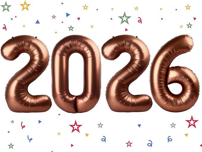 2026 Balloon - Coffee Brown Birthday Number Balloons, 40 Inch Large Foil Balloons for Men Women Boys Girls Coffee Brown Themed Birthday Decorations，Number 2026 Balloon