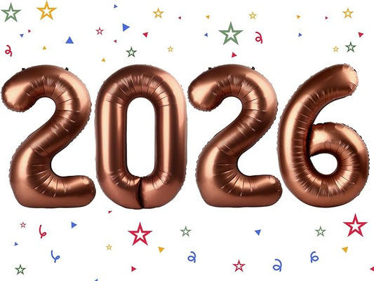 2026 Balloon - Coffee Brown Birthday Number Balloons, 40 Inch Large Foil Balloons for Men Women Boys Girls Coffee Brown Themed Birthday Decorations，Number 2026 Balloon