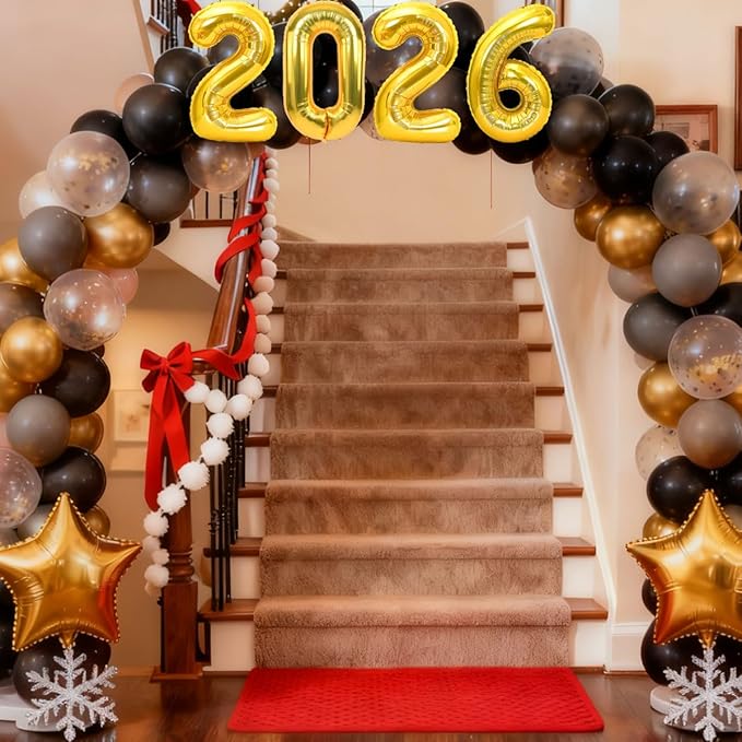 Gold 2026 Balloons New Years Balloons 2026 Balloon Nnumbers for Happy New Year Decorations 2026 Signs Graduation Anniversary Balloons Decor