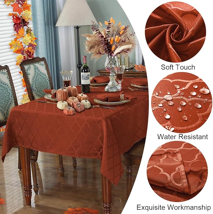 SASTYBALE Fall Jacquard Napkins 20x20 Inch - Flower Pattern Rust Red Polyester, Spill Proof Wrinkle Resistant, Tabletop Decor for Thanksgiving Turkey Dinner, Fall Kitchen Dining & Holiday Parties