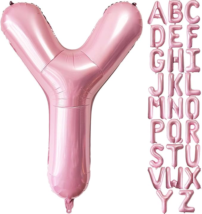 Lovoir 40 Inch Pink Letter Y Balloon - Pastel Foil Mylar Helium Balloons for Birthday Party Supplies, Anniversary Event Celebration Decorations