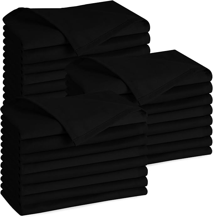 Utopia Kitchen Black Cloth Napkins [288 Pack, 18x18 Inch] Absorbent Cotton Blend Washable and Reusable for Dinner, Restaurant, Lunch, Wedding and Hotel