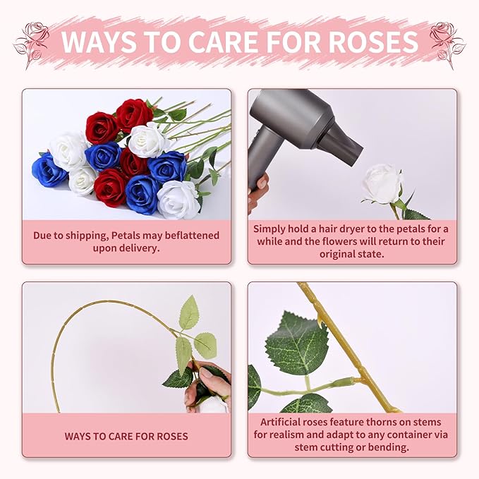 52 PCS Mixed Artificial Roses Bulk, Fake Artificial Flowers Bridal Bouquet Silk Faux Rose with Stems for Wedding Flowers Decoration, Valentine's Day, Bridal Bouquet, Anniversary, Home Decor (52PCS)