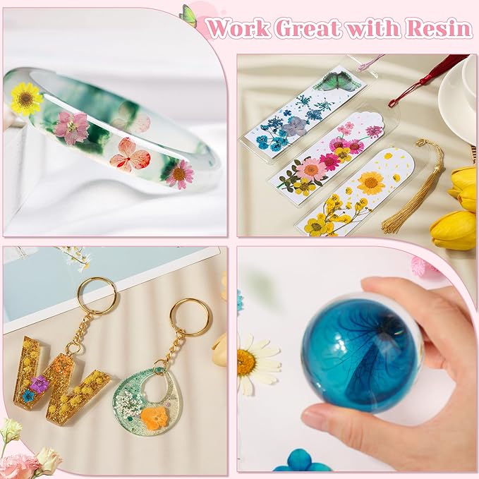 231 PCS Pressed Flowers Bulk for Resin Crafts, Dried Pressed Flowers Butterfly Stickers with Tweezers Real Natural Dry Wildflowers for Resin Molds DIY Art Candle Phone Cases Bookmark Jewelry Making