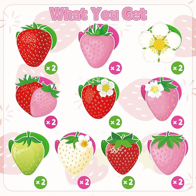 40Pcs Strawberry Hanging Swirls Decorations, Sweet Strawberry Party Ceiling Hanging Swirls Streamers for Berry First Birthday Baby Shower Party Decor Supplies