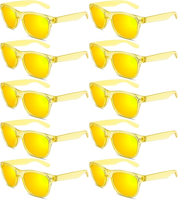Pibupibu 10/20 Pack Neon Party Sunglasses Bulk,Wholesale Retro 80s Colorful Mirrrored Lens Sunglasses Party Favors