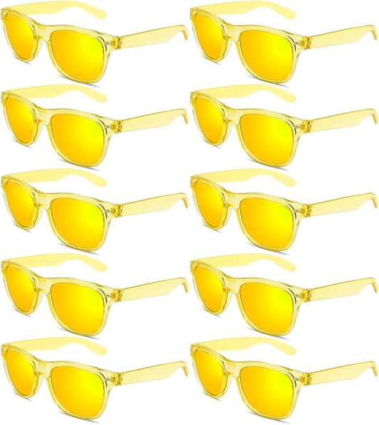 Pibupibu 10/20 Pack Neon Party Sunglasses Bulk,Wholesale Retro 80s Colorful Mirrrored Lens Sunglasses Party Favors