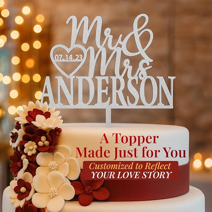 Wedding Cake Toppers - Custom Bride & Groom Design for Your Special Day - Mr & Mrs Cake Topper Brings a Special Touch to Weddings & Anniversaries- Make Your Celebration Unforgettable with Cake Toppers
