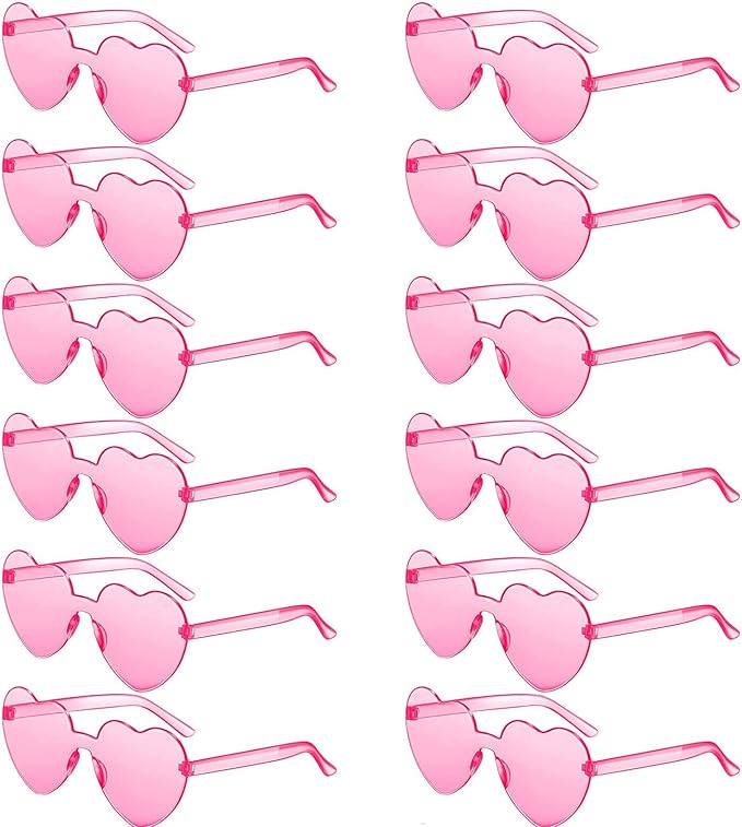 LEFIMOT 12 Pairs Heart Sunglasses for Women Heart Shaped Sunglasses Bulk Colorful Heart Glasses for Party Favor