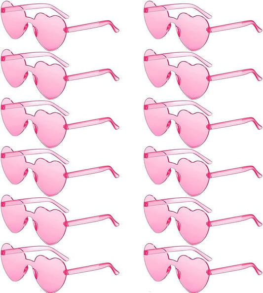 LEFIMOT 12 Pairs Heart Sunglasses for Women Heart Shaped Sunglasses Bulk Colorful Heart Glasses for Party Favor