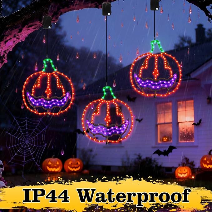 Halloween Lighted Pumpkin Light Single – Hanging Lighted Pumpkin with 4 Light Modes & Timer – Indoor & Outdoor Halloween Decor Yard Decorations Spooky Party Lighting