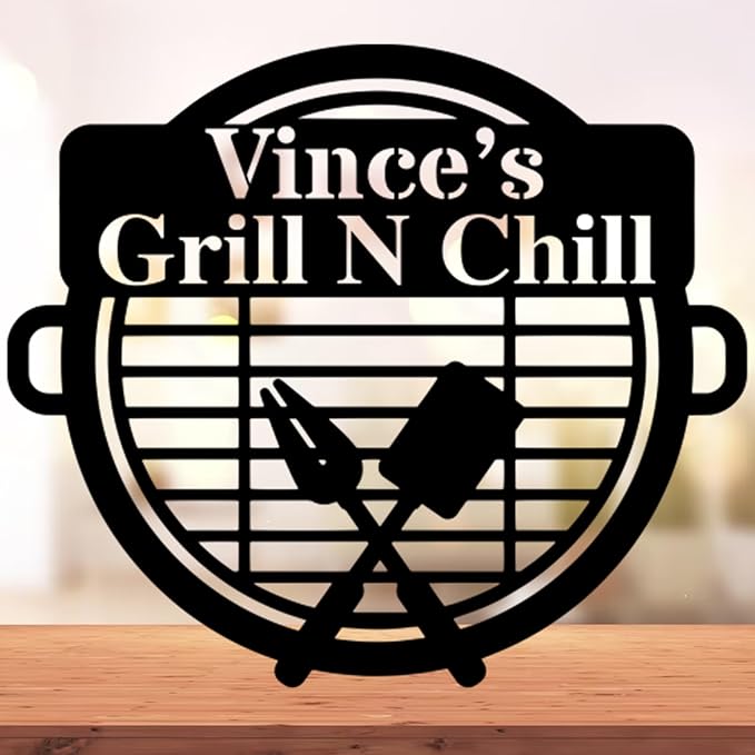 Custom Name BBQ Metal Sign, Personalized Metal Bbq Sign Dad's Bbq Sign Beer & Bbq Grilling Gifts Father's Day Gift Husband Birthday Gift Backyard Decor Gift For Dad