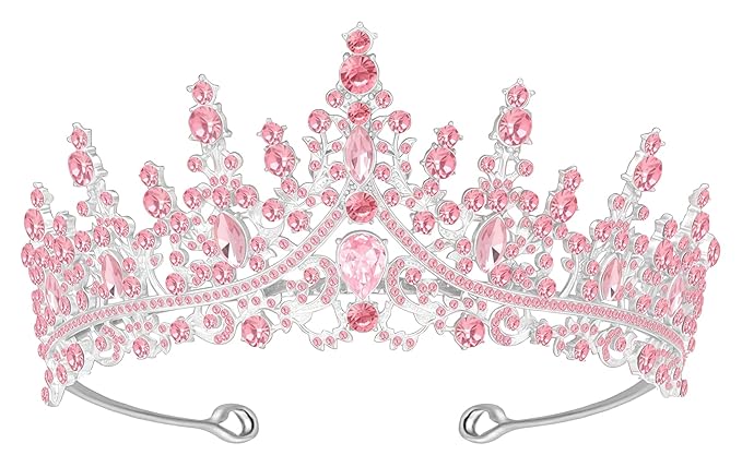 Tiara Crown for Women, Headband Hair Accessories for Birthday Wedding Party Costume Pink