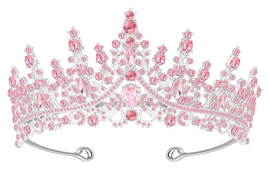 Tiara Crown for Women, Headband Hair Accessories for Birthday Wedding Party Costume Pink