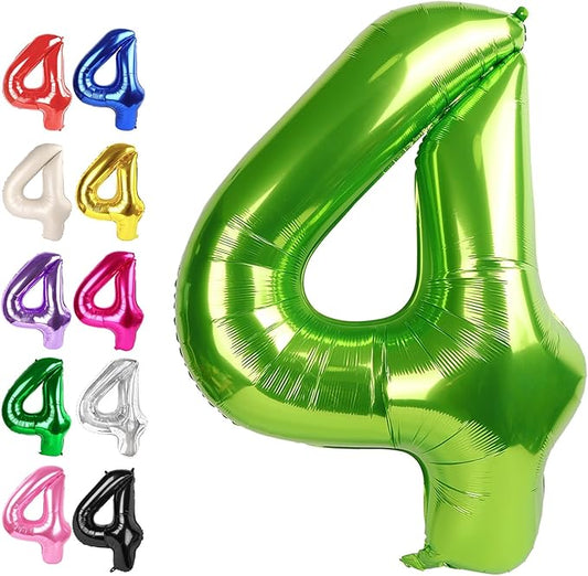 40 Inch Light Green Large Number 4 Balloons, Giant Foil Number Four 14 24 34 40 44 Balloons, Light Green Mylar Big Balloon for Anniversary Graduation Decorations