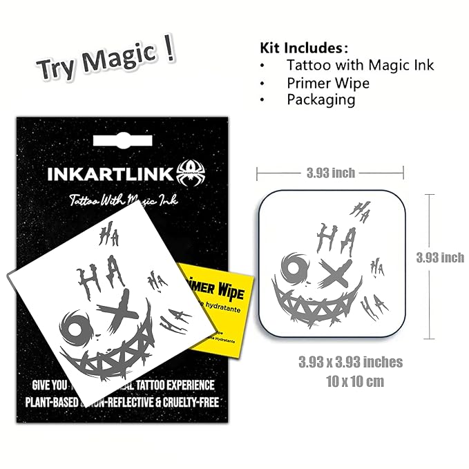 INKARTLINK Semi Permanent Tattoo, Temporary Tattoo, Beautiful and Realistic Design, Fun Tattoo Experience, Cruelty-free, Non-reflective, Waterproof (Funny Smiley Face 2)