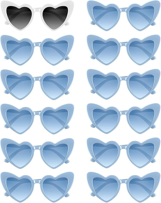 4/6/8/10/12 Pack Bachelorette Sunglasses Heart Sunglasses Vintage Heart Shaped Glasses for Women Bridal Party Wedding
