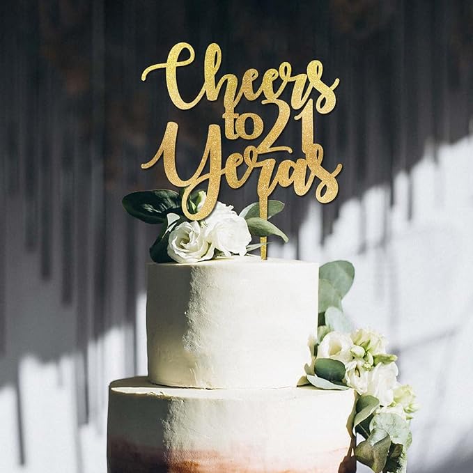 21th Happy Birthday Cake Topper Happy Birthday Cake Decoration Personalized Birthday Party Decoration Gift Party Supplies Custom Birthday Gifts for Men Women, Made in USA, 30 Colours, Glitter Letters
