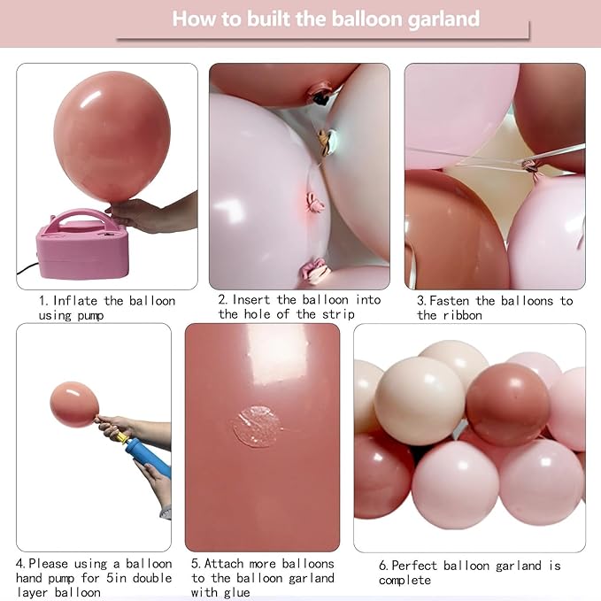 Dusty Pink Balloon Arch Kit, Double Stuffed Dusty Rose Muave Light Pink Cream Balloons Blush Nude Balloon Garland for Boho Baby Shower Bridal Shower Birthday Fall Thanksgiving Party Decorations