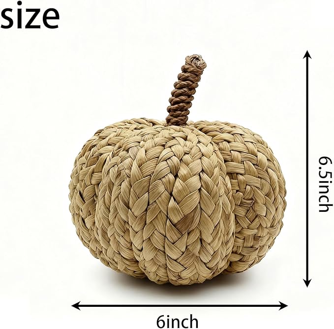 1Pcs of 6 Inch Reed Autumn Harvest Big Pumpkins,Serving as Fall Decorations for Thanksgiving & Halloween,are Suitable as Decorative Pumpkins for Table Centerpieces