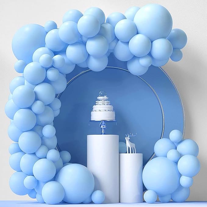 Labeol 151PCS Light Blue Balloons 18/12/10/5 Inch Blue Balloons Party Latex Balloons Garland Balloon Arch for Birthday Baby Shower Wedding Bachelorette Anniversary Halloween Decorations