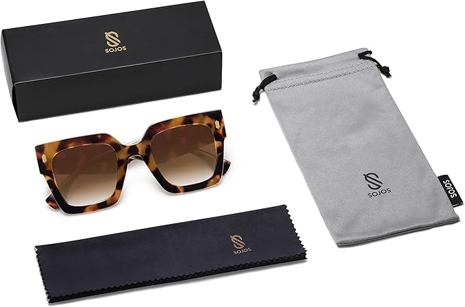 SOJOS Vintage Oversized Square Sunglasses for Women,Retro Womens Luxury Big Large Sun Glasses UV400 SJ2194