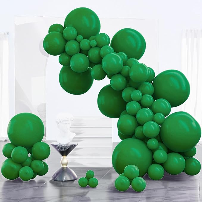 PartyWoo Dark Green Balloons 100pcs Different Sizes of 18 12 10 5 Inch Emerald Hunter Forest Green Balloon Arch Kit for Birthday Christmas Graduation Dinosaur Jungle Theme Party Decorations Green-Y56