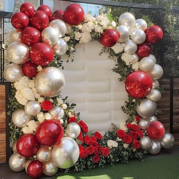 Red White Balloon Garland Dark Red Double Stuffed Balloons Arch Kit Set For Birthday Mothers Day Valentine Engagement Anniversary Bridal Shower Party Decorations