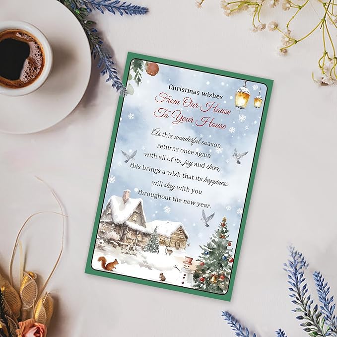 Christmas Card for Neighbors, Friends & Family, Holiday Greeting Card with Heartfelt Merry Christmas and Happy New Year Wishes, From Our House To Your House