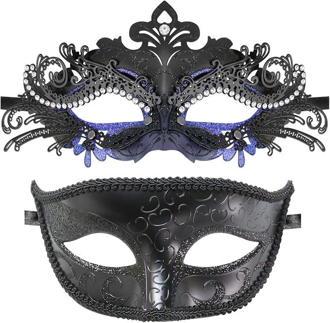 Coddsmz Couple Masquerade Mask Set - Venetian & Mardi Gras Mask for Women & Men