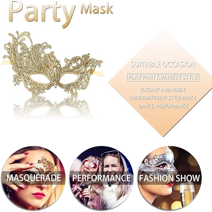 IncreDecor Couple Masquerade Lace Mask Set, Fit for Women and Men Venetian Halloween Masks, Specially for Costume, Mardi Gras