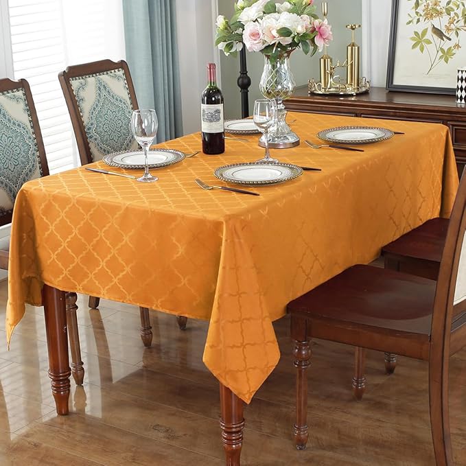 SASTYBALE Jacquard Thanksgiving Cloth Napkins 20 x 20 Inch Flower Pattern 4 Pieces Solid Washable Napkins for Restaurant Family Dinners Weddings Parties and Banquets(Square, 20 inch x 20 inch,Amber)