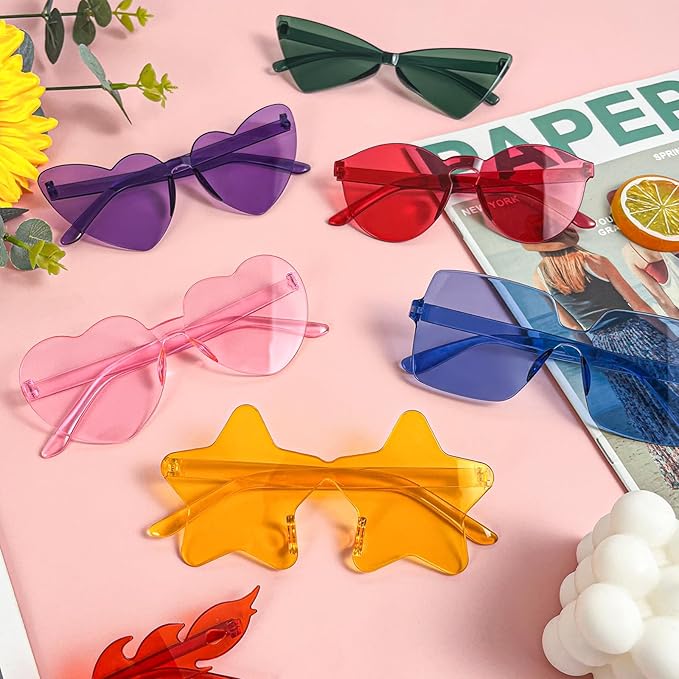 8/16/24 Mixed Style Rimless Sunglasses Colored Party Glasses Rimless Bachelor Photoshoot Costume Accessories