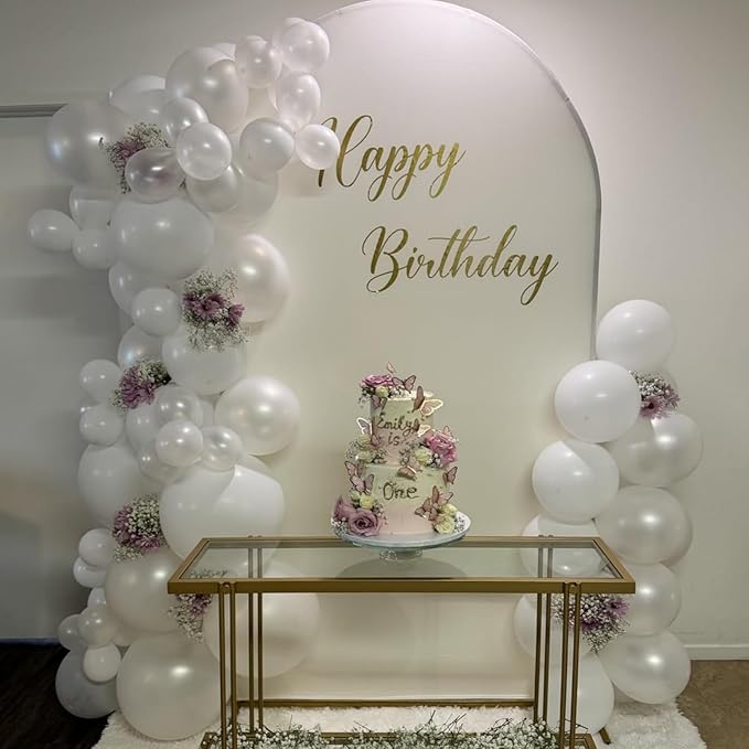 Pearl White Balloons Arch Double-Stuffed White Balloons Garland Ivory Balloon Different Sizes 18/12/10/5inch 61pcs Cream Beige Latex Balloons for Wedding Bridal Birthday Anniversary Decorations