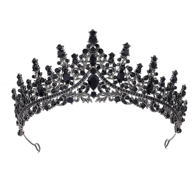 Black Tiara for Women Crystal Queen Crowns Rhinestone Princess Tiaras for Girl Wedding Headband for Bride Hair Accessories for Halloween Costume Birthday Party Prom Mother's Gifts