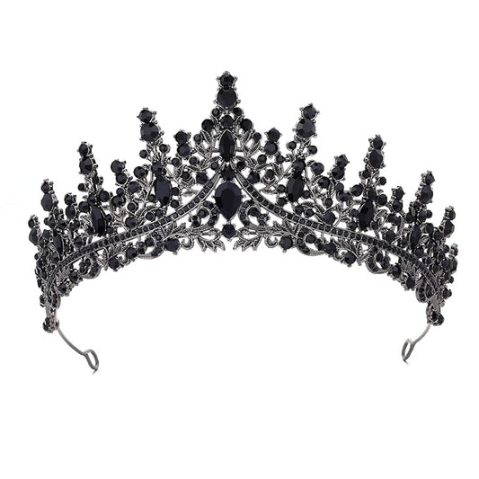 Black Tiara for Women Crystal Queen Crowns Rhinestone Princess Tiaras for Girl Wedding Headband for Bride Hair Accessories for Halloween Costume Birthday Party Prom Mother's Gifts