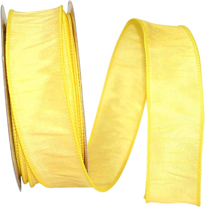 Reliant Ribbon 92975W-079-09H Dupioni Supreme Wired Edge Ribbon, 1-1/2 Inch X 20 Yards, Yellow