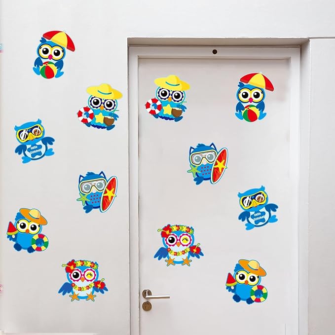 chiazllta 30 PCS Summer Craft Kits Kids DIY Hawaii Aloha Owl End of School Year Craft Preschool Art Craft, Make Your Own Bulk Set for Home Classroom Day-Care Game Activities Summer Party Favors