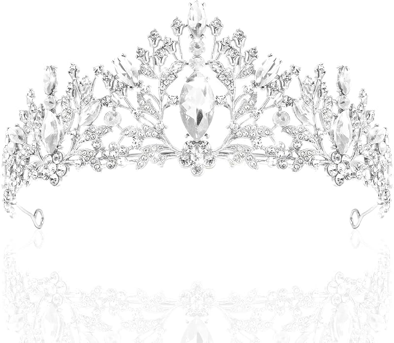 TAROSE Crowns for Women and Girls, Queen Crystal Gold Silver Tiaras with White Rhinestone and Combs, Goddess Crown for Wedding Bride Birthday Princess Bridal Shower Hair Accessories for Women