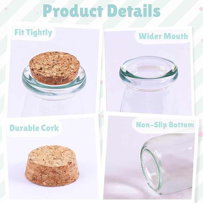 OurWarm 3.4oz Small Glass Jars with Lids, 12PCS Mini Glass Jars with Cork Twine Tags & Stickers, Versatile Potion Bottle Honey Spice Vials Candy Jars for DIY Crafts Birthday Wedding Gifts Party Favors